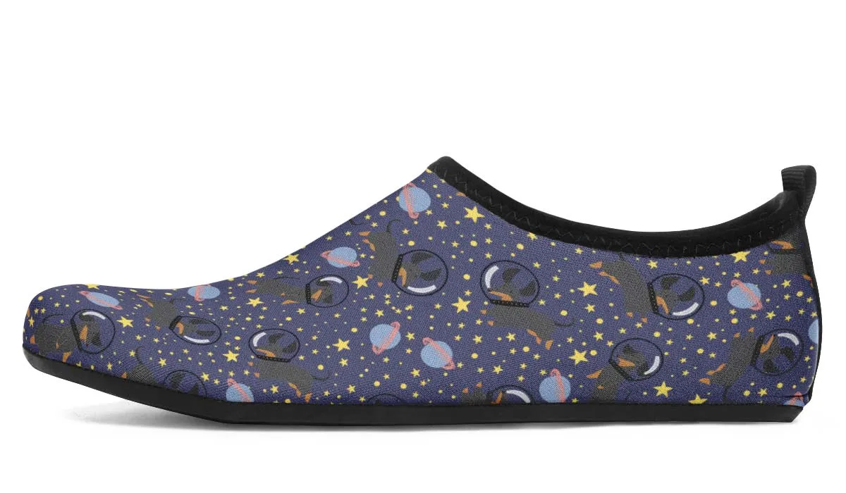 Space Black Dachshund Aqua Barefoot Shoes