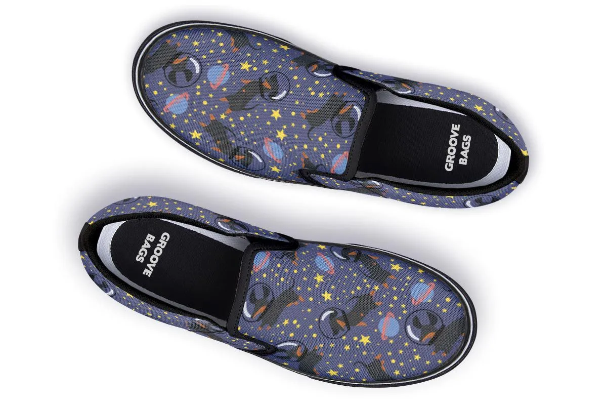 Space Black Dachshund Slip-On Shoes