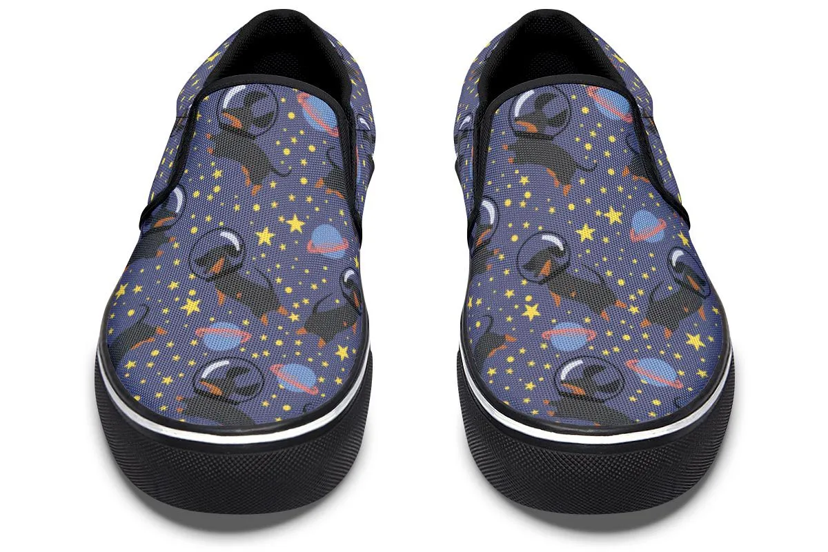 Space Black Dachshund Slip-On Shoes