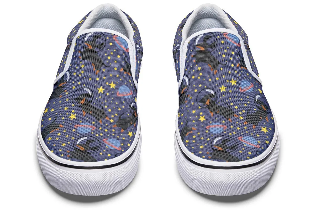 Space Black Dachshund Slip-On Shoes