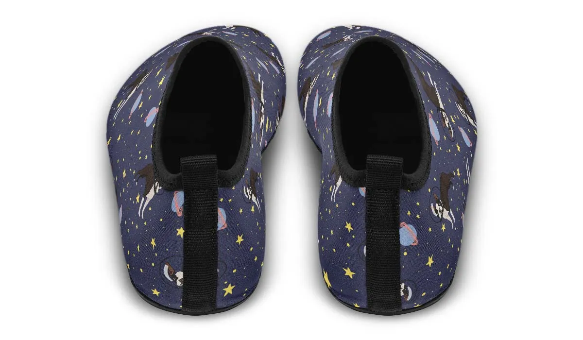 Space Boston Terrier Aqua Barefoot Shoes