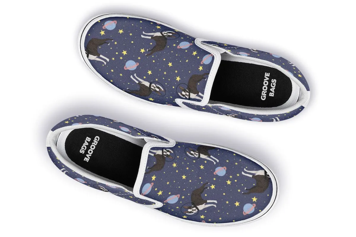 Space Boston Terrier Slip-On Shoes