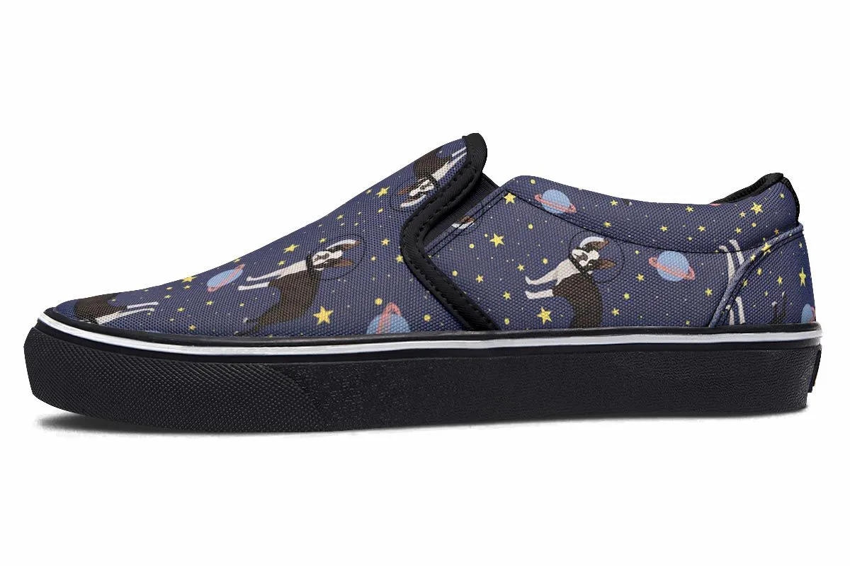Space Boston Terrier Slip-On Shoes