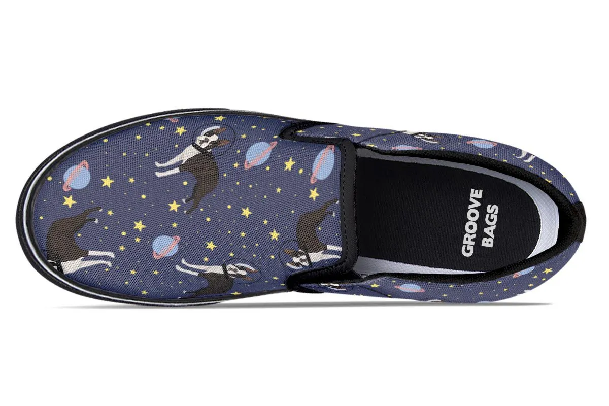 Space Boston Terrier Slip-On Shoes
