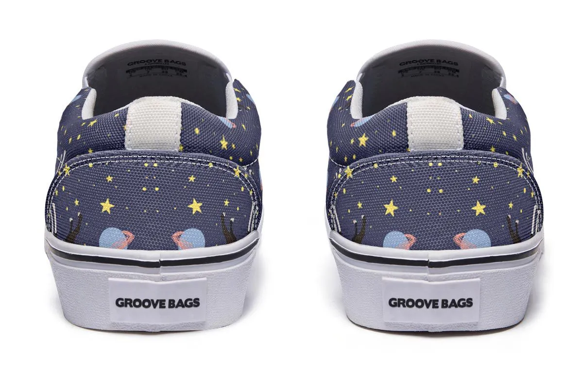 Space Boston Terrier Slip-On Shoes