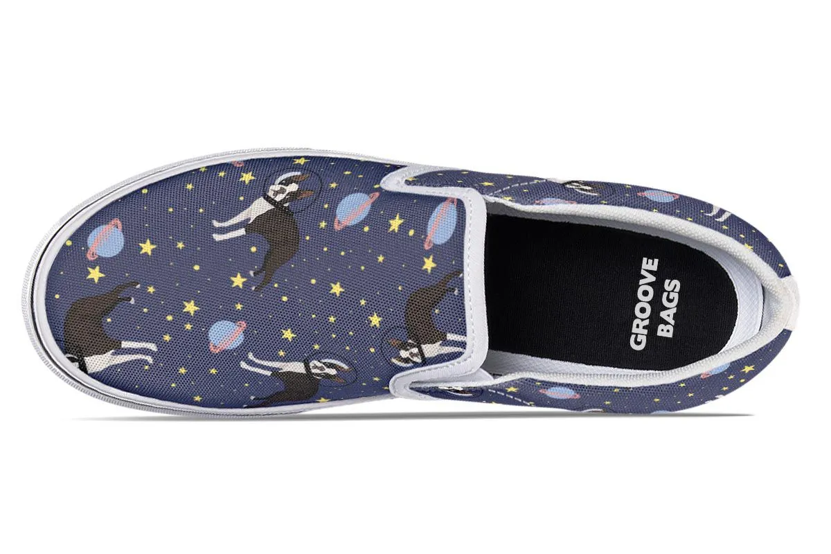 Space Boston Terrier Slip-On Shoes
