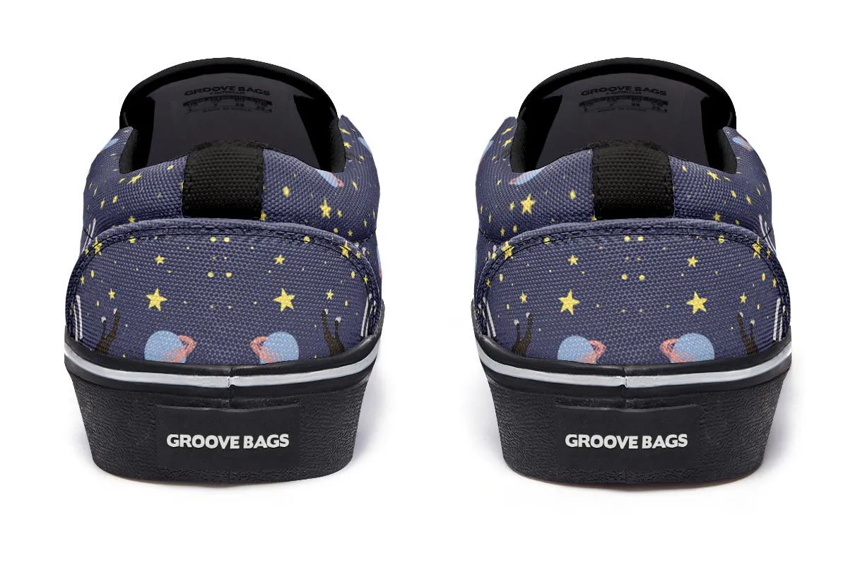 Space Boston Terrier Slip-On Shoes