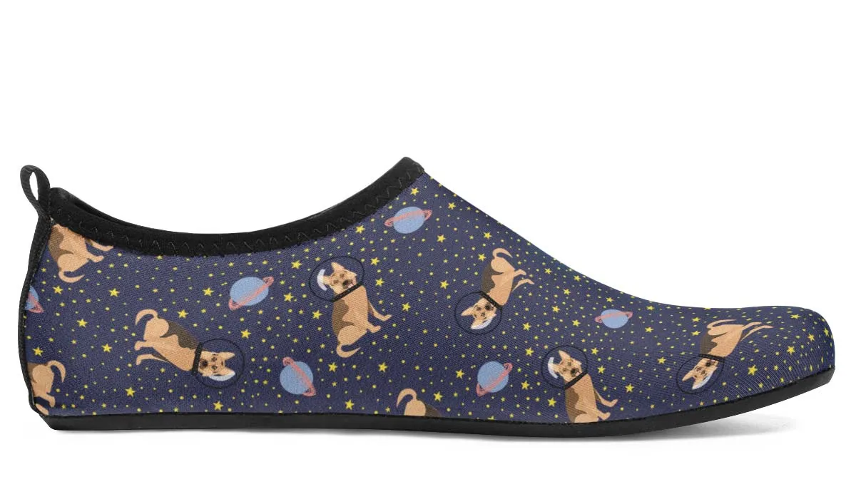 Space German Shepherd Aqua Barefoot Shoes