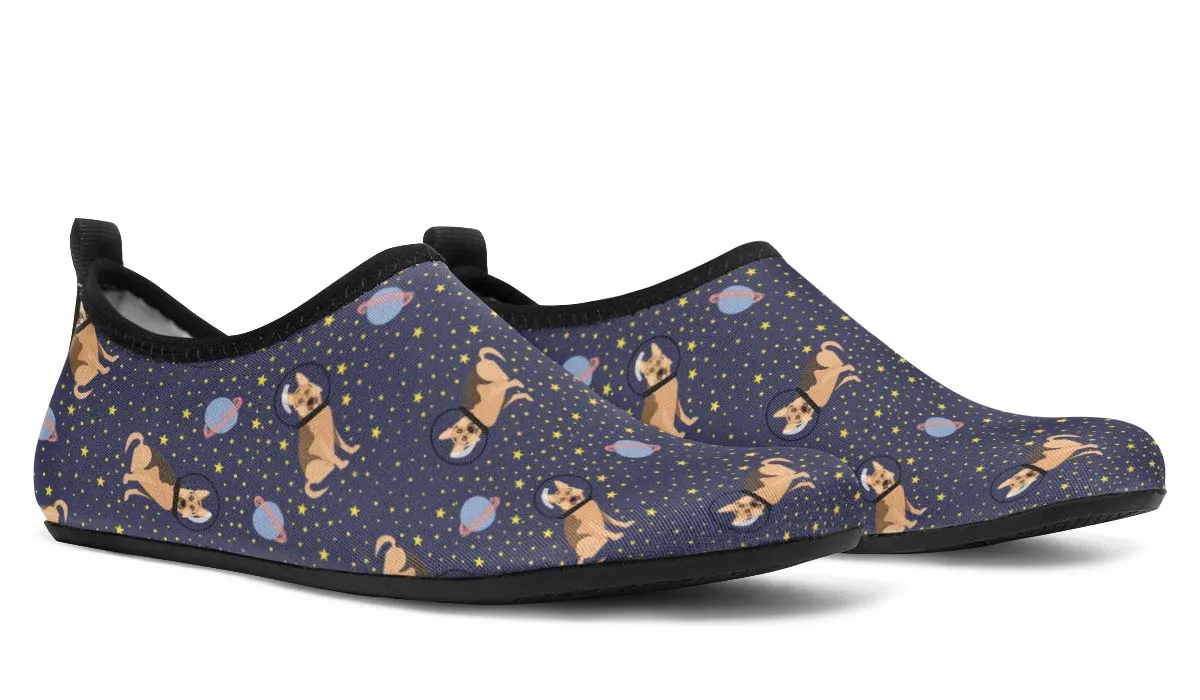 Space German Shepherd Aqua Barefoot Shoes