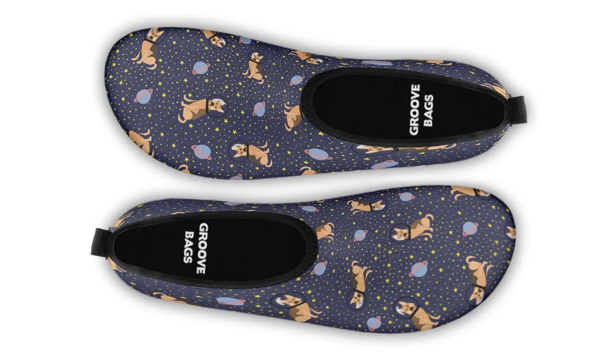 Space German Shepherd Aqua Barefoot Shoes