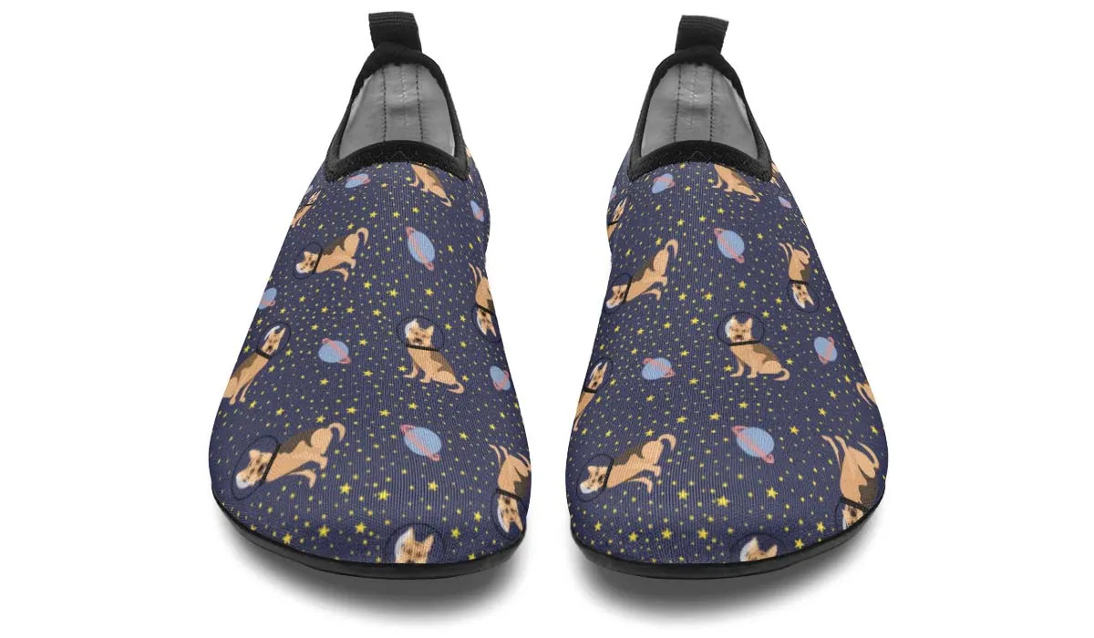 Space German Shepherd Aqua Barefoot Shoes