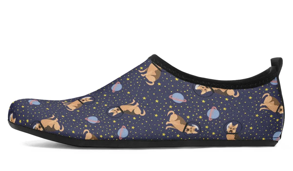 Space German Shepherd Aqua Barefoot Shoes