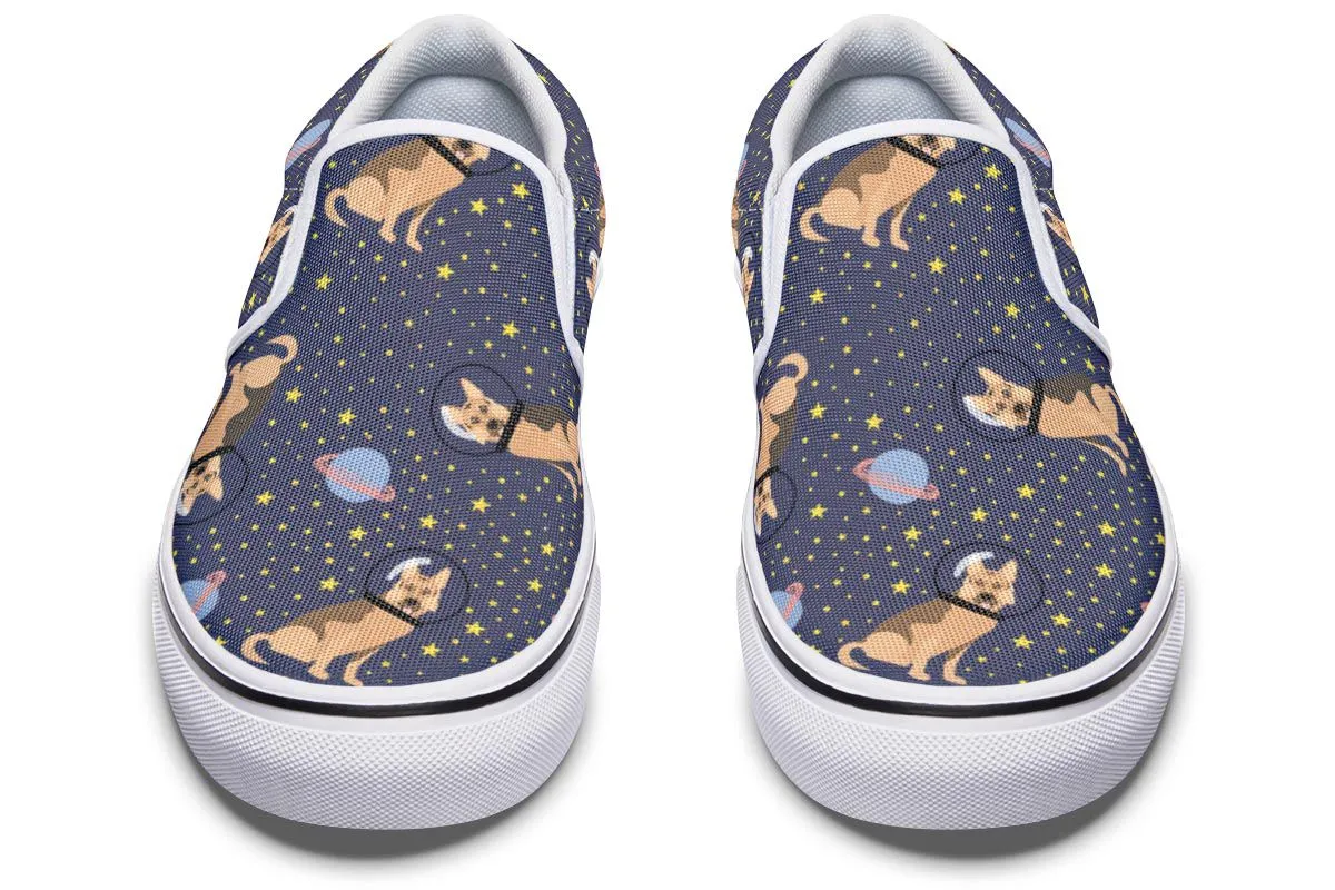 Space German Shepherd Slip-On Shoes