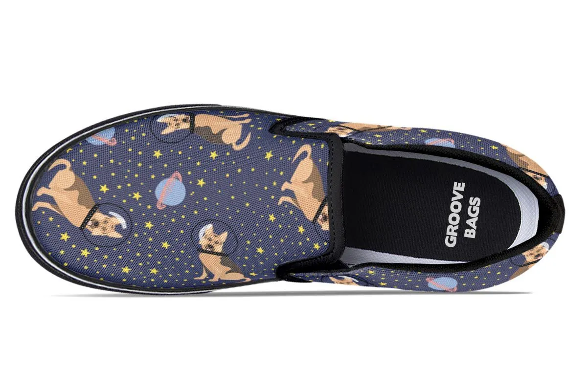 Space German Shepherd Slip-On Shoes