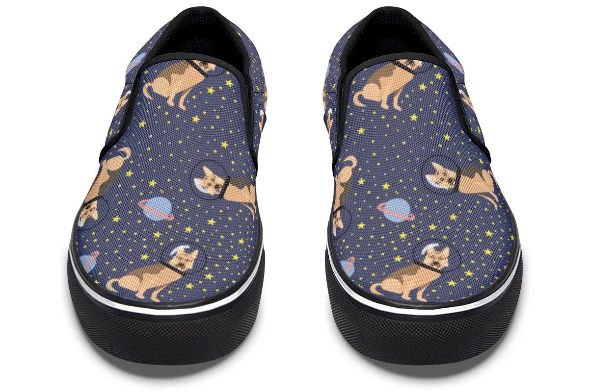 Space German Shepherd Slip-On Shoes