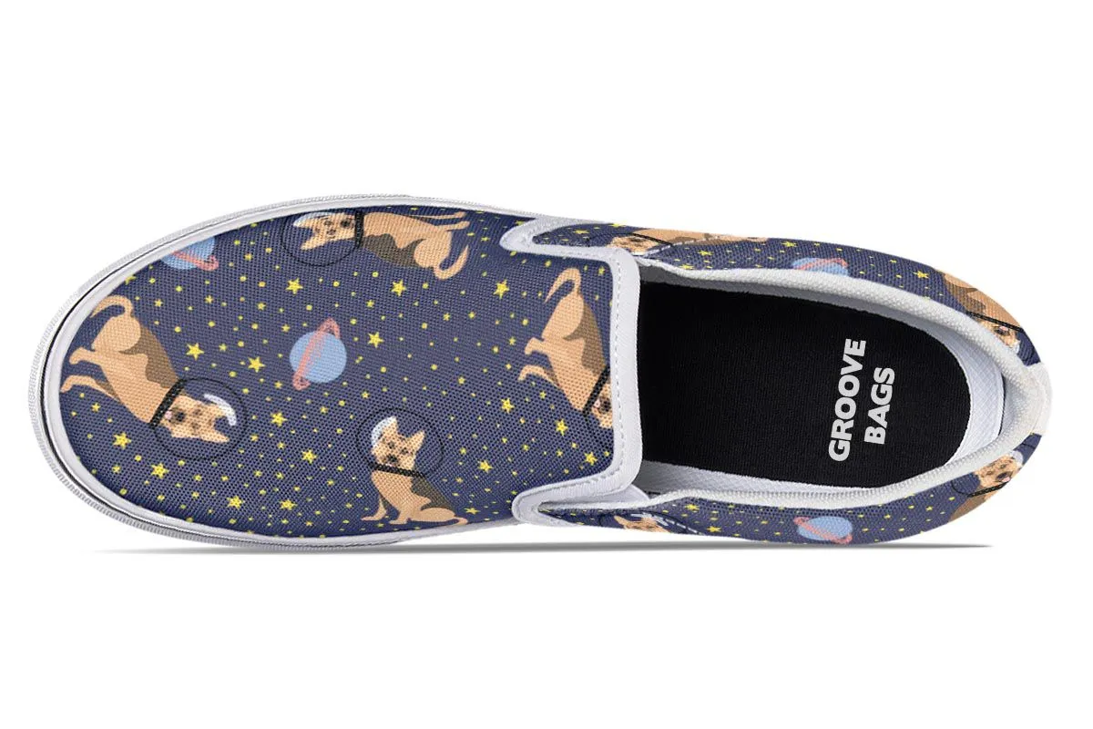 Space German Shepherd Slip-On Shoes