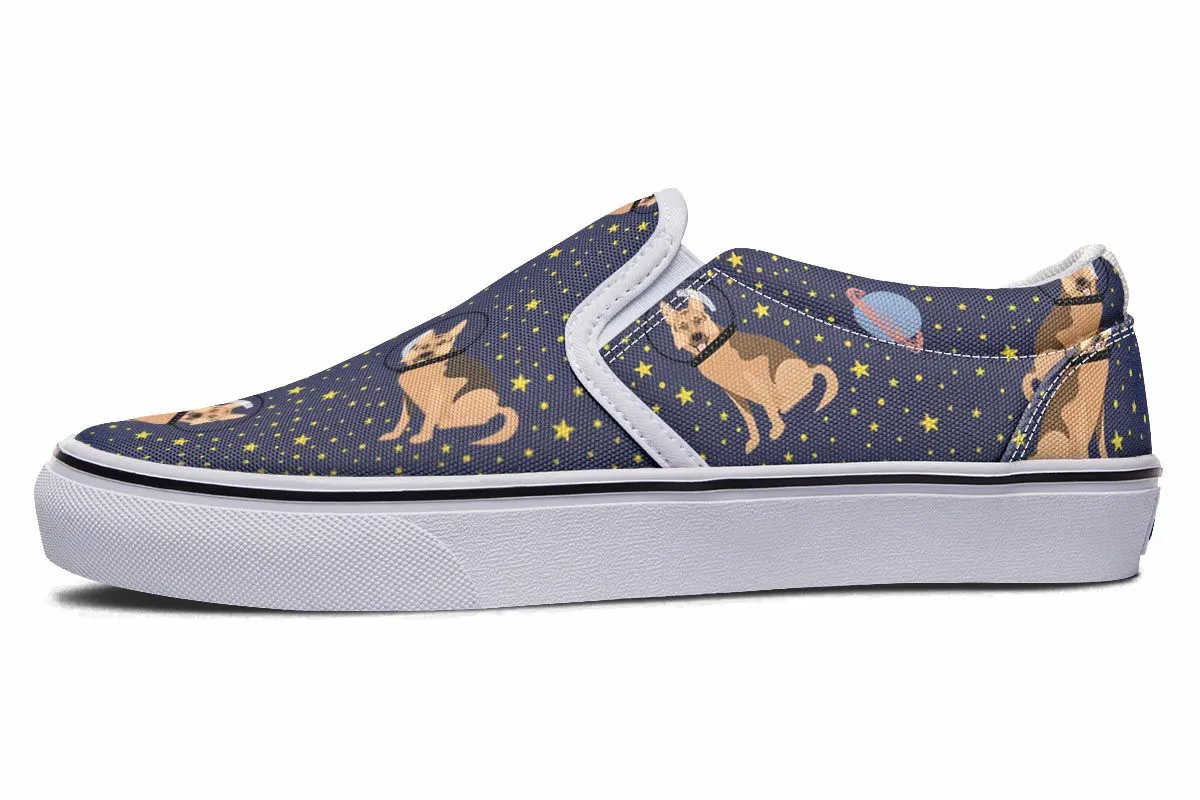 Space German Shepherd Slip-On Shoes