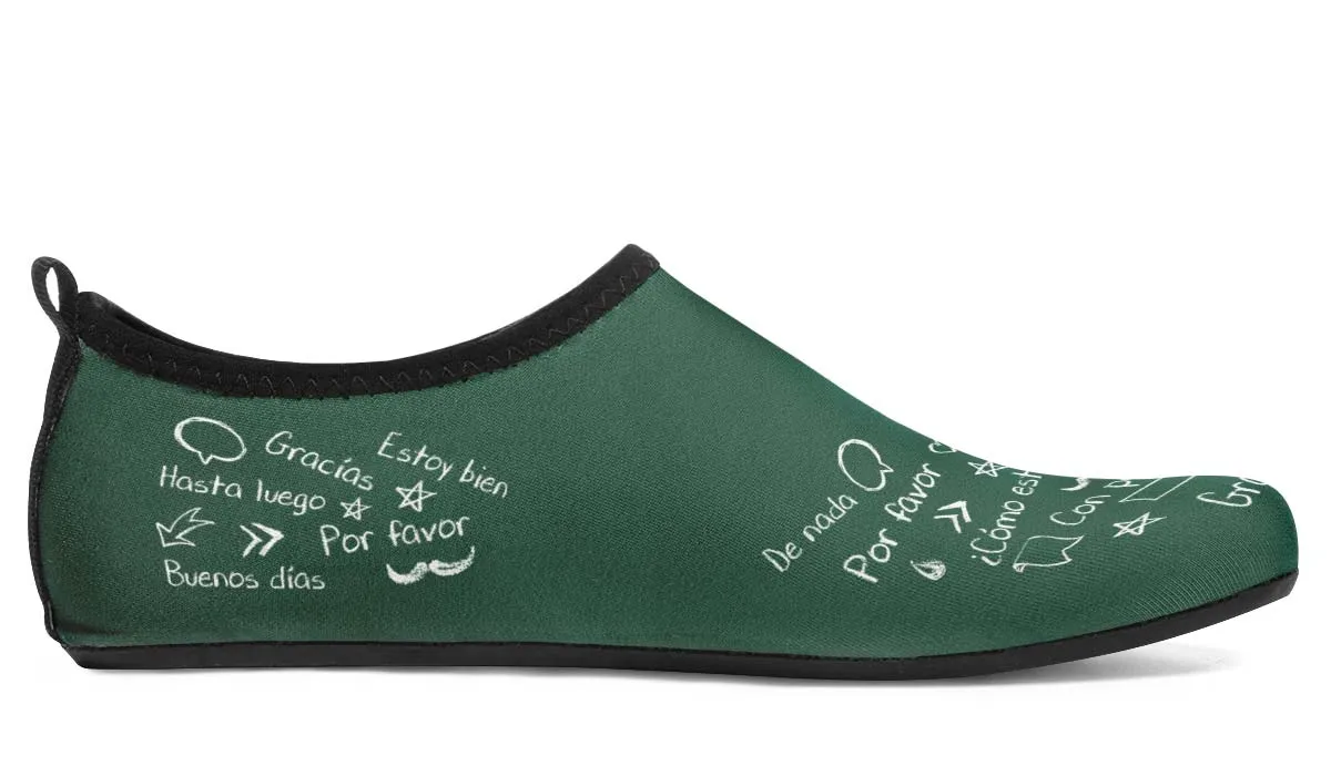 Spanish Chalkboard Aqua Barefoot Shoes