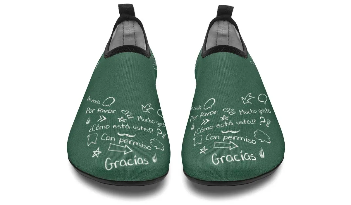 Spanish Chalkboard Aqua Barefoot Shoes