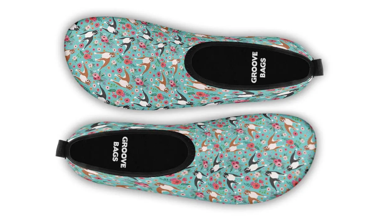 Staffordshire Terrier Flower Aqua Barefoot Shoes