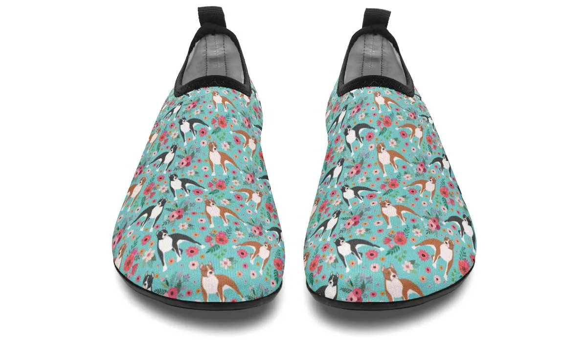 Staffordshire Terrier Flower Aqua Barefoot Shoes
