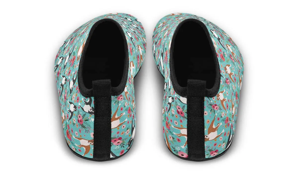 Staffordshire Terrier Flower Aqua Barefoot Shoes