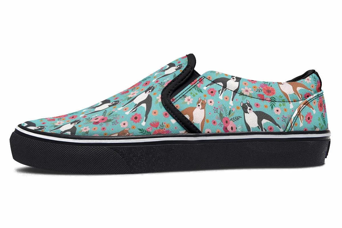 Staffordshire Terrier Flower Slip-On Shoes