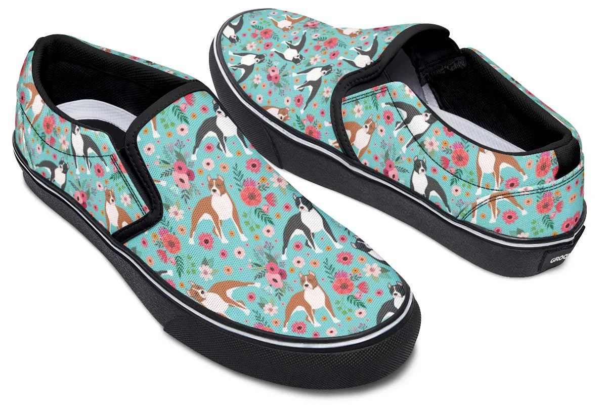 Staffordshire Terrier Flower Slip-On Shoes