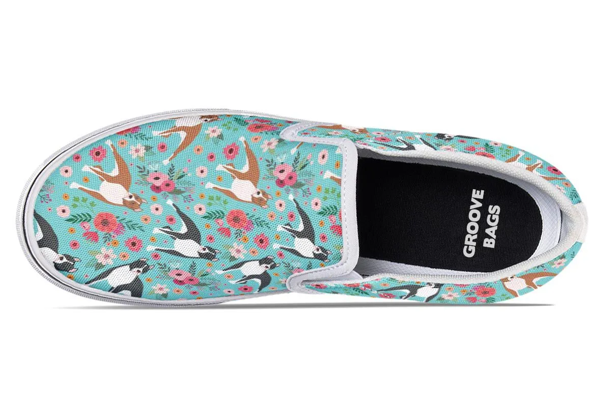 Staffordshire Terrier Flower Slip-On Shoes