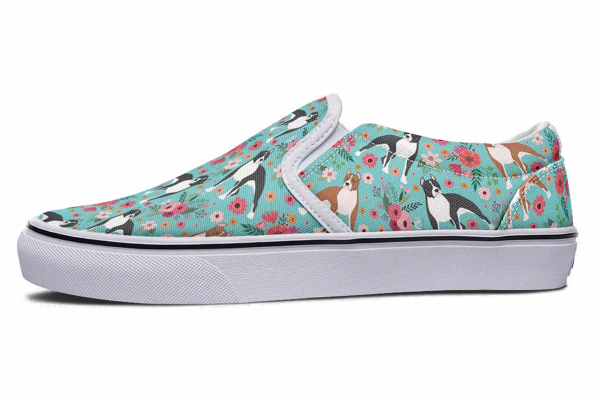 Staffordshire Terrier Flower Slip-On Shoes