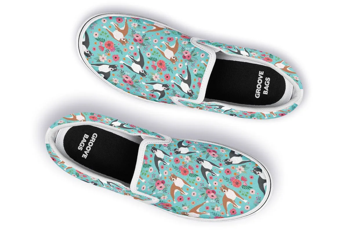 Staffordshire Terrier Flower Slip-On Shoes