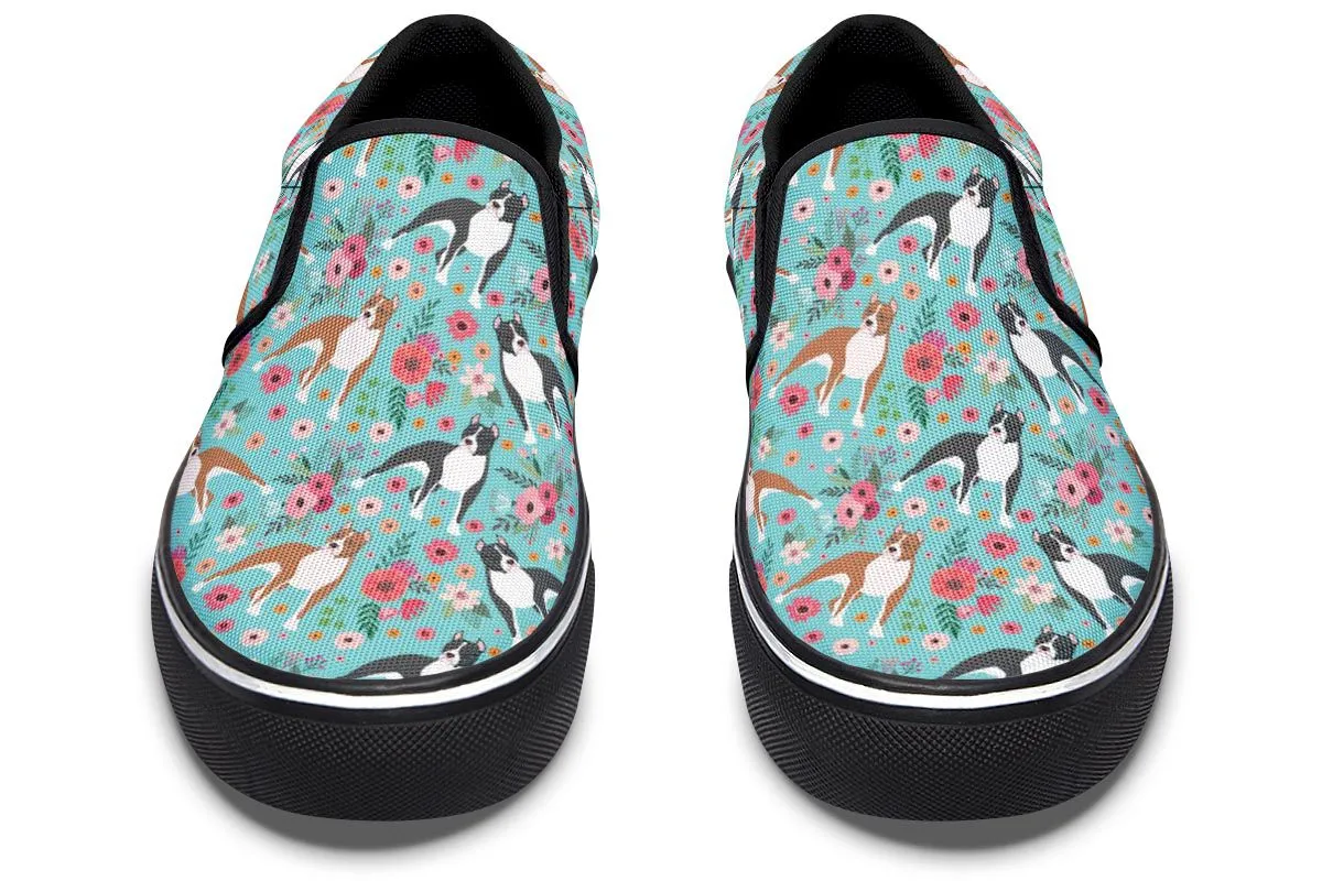 Staffordshire Terrier Flower Slip-On Shoes