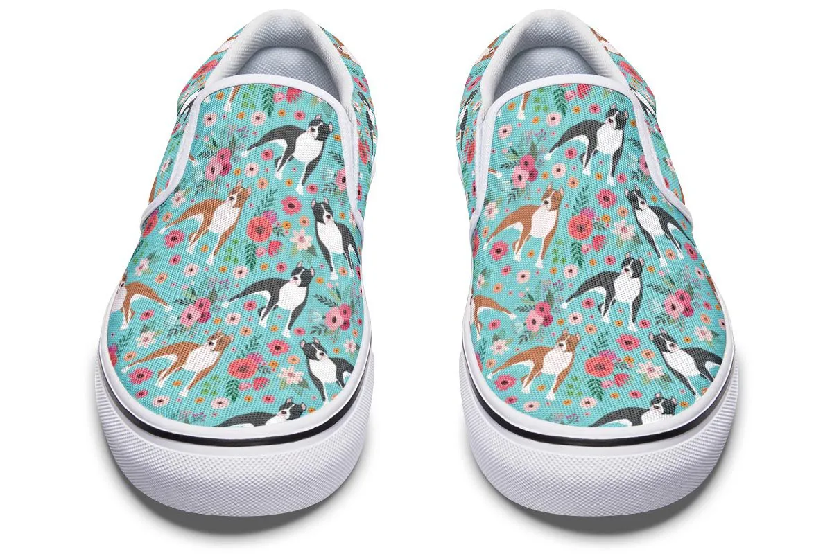 Staffordshire Terrier Flower Slip-On Shoes