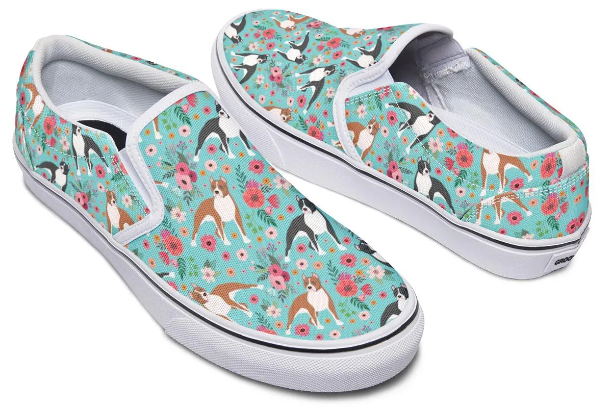 Staffordshire Terrier Flower Slip-On Shoes