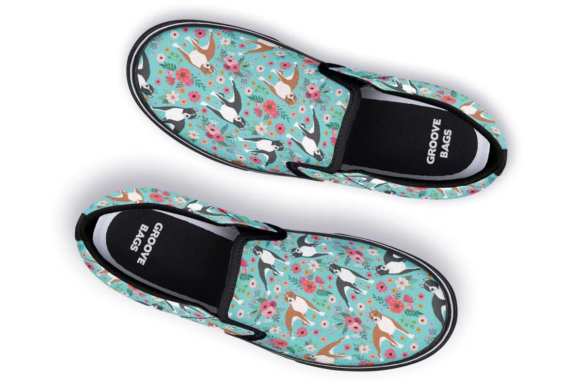 Staffordshire Terrier Flower Slip-On Shoes
