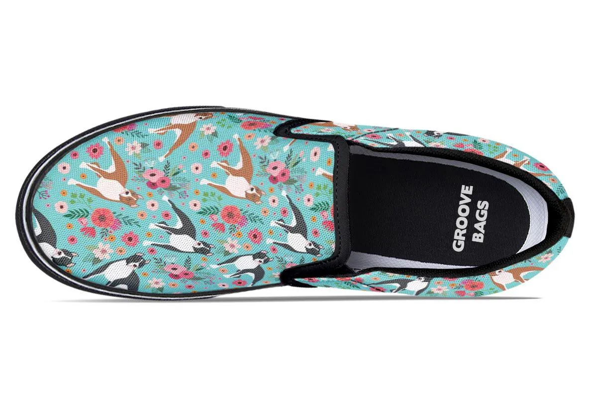 Staffordshire Terrier Flower Slip-On Shoes