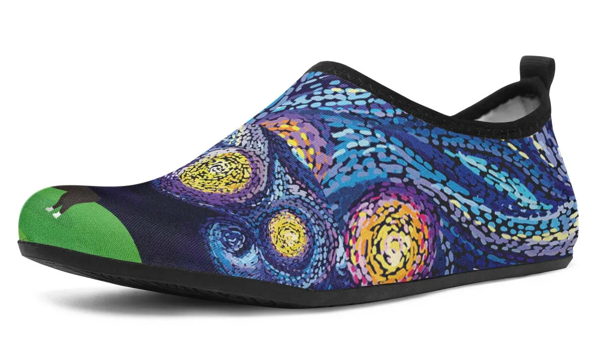 Starry Night Boston Terrier Aqua Barefoot Shoes