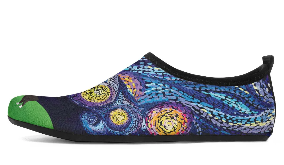 Starry Night Boston Terrier Aqua Barefoot Shoes