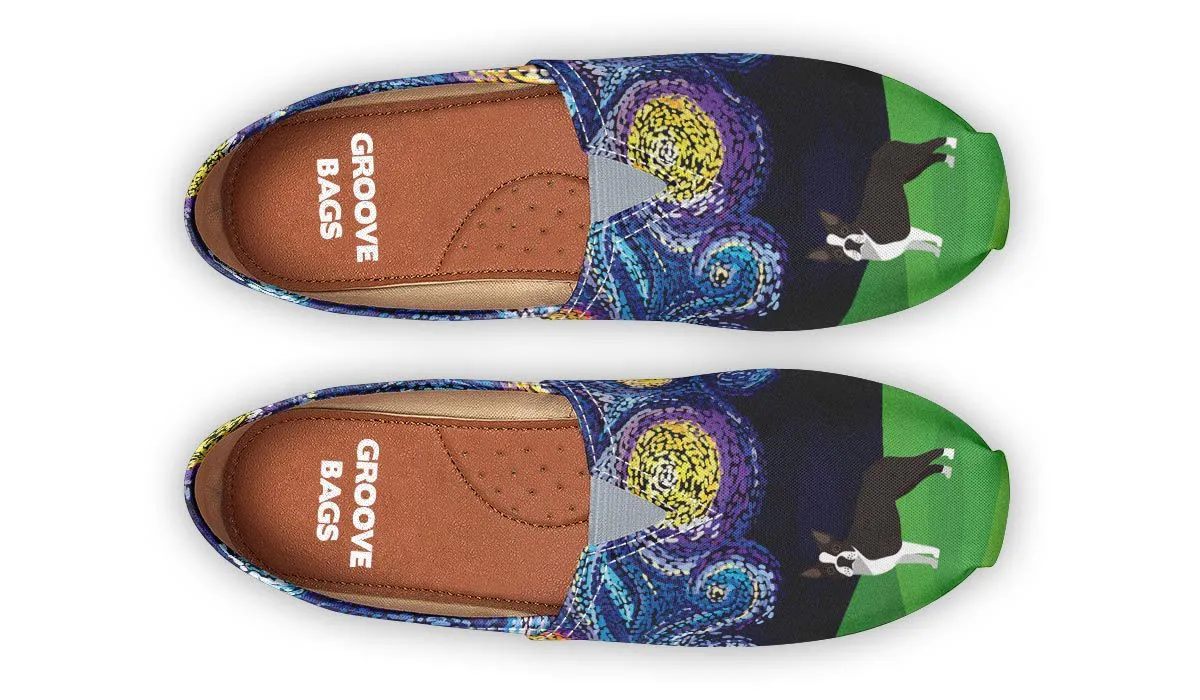 Starry Night Boston Terrier Casual Shoes