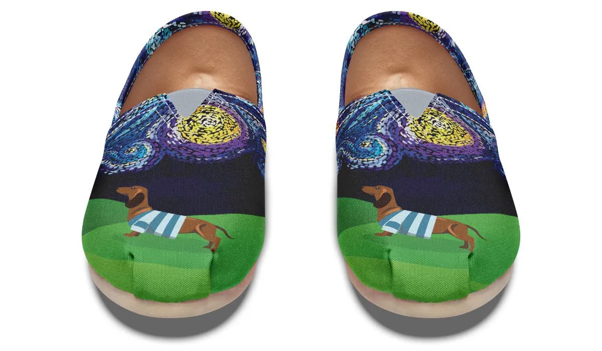 Starry Night Dachshund Casual Shoes