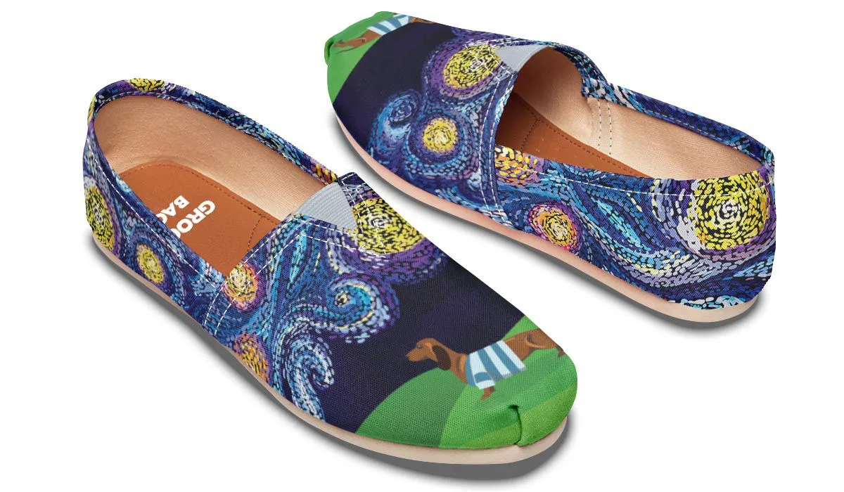 Starry Night Dachshund Casual Shoes