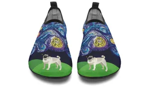 Starry Night Pug Aqua Barefoot Shoes