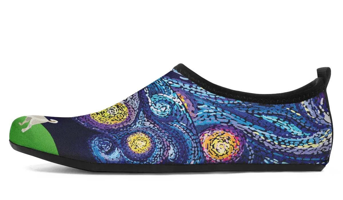 Starry Night Pug Aqua Barefoot Shoes