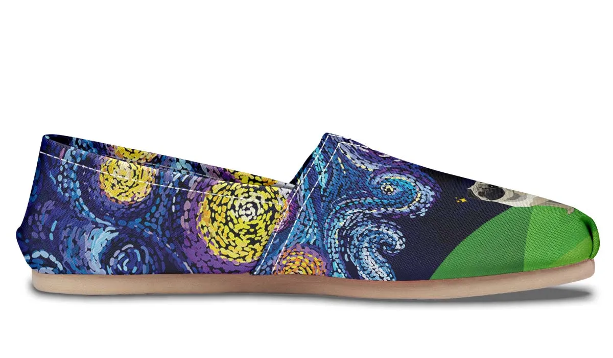 Starry Night Pug Casual Shoes
