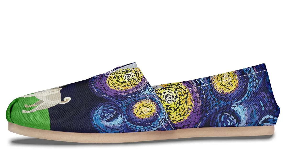 Starry Night Pug Casual Shoes
