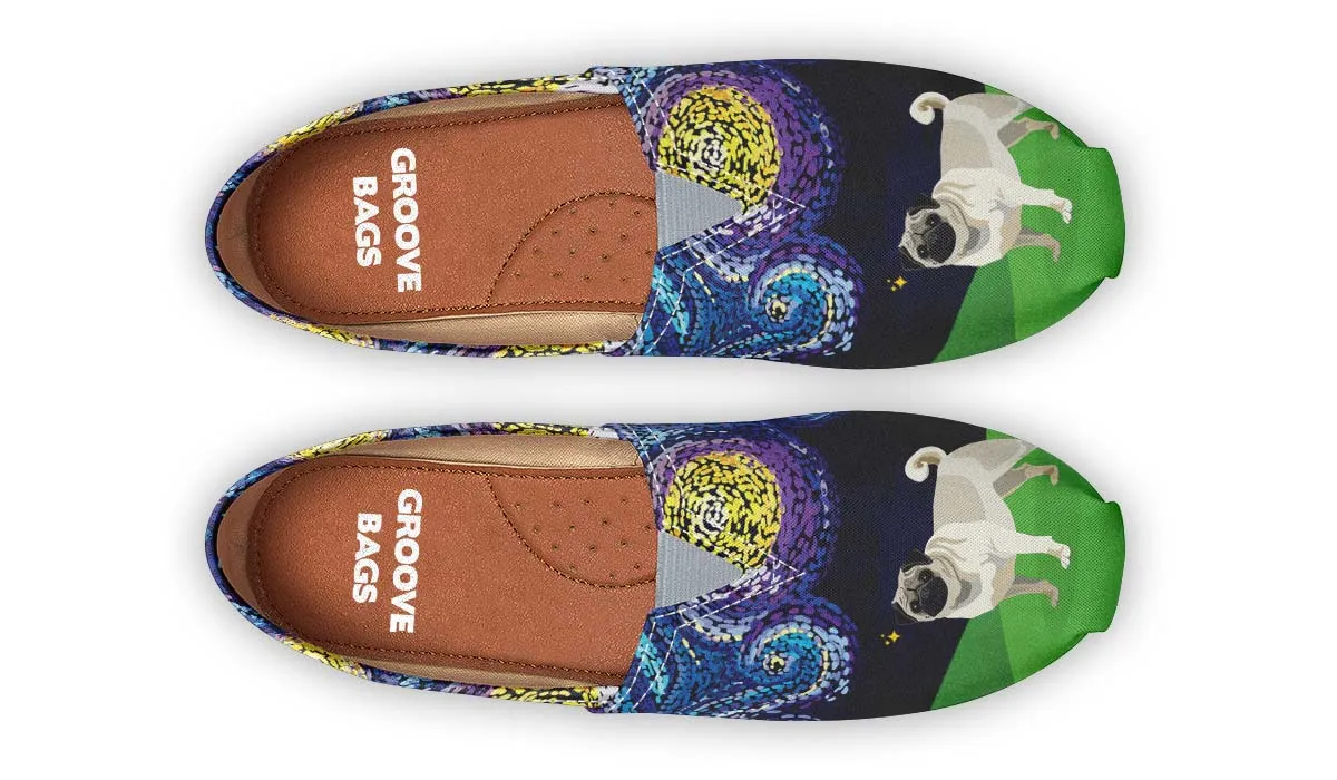 Starry Night Pug Casual Shoes