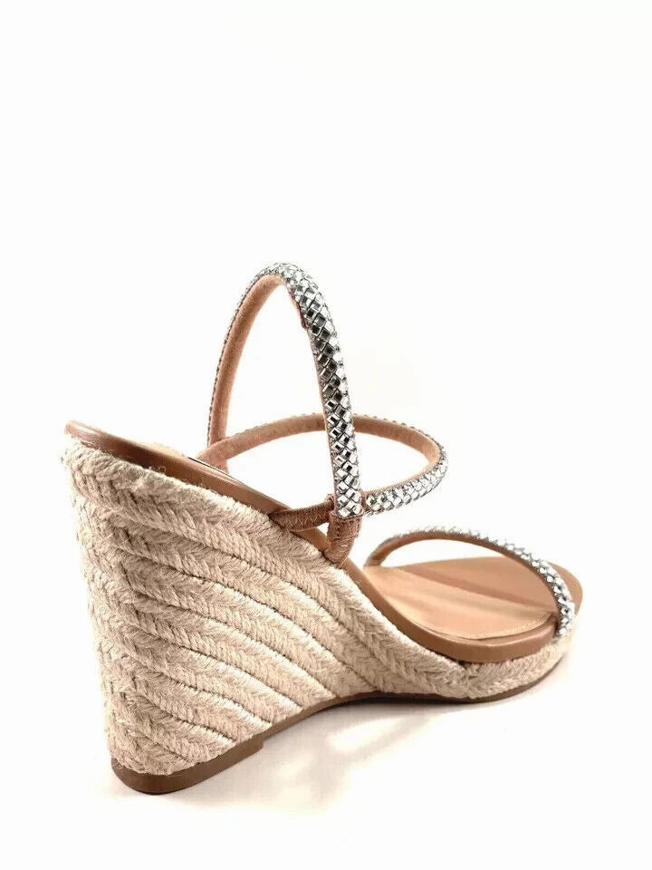 Steve Madden Udell-R Sandals Women's US 8.5 Silver Wedge Heel Espadrille KHD1137
