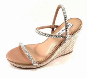 Steve Madden Udell-R Sandals Women's US 8.5 Silver Wedge Heel Espadrille KHD1137