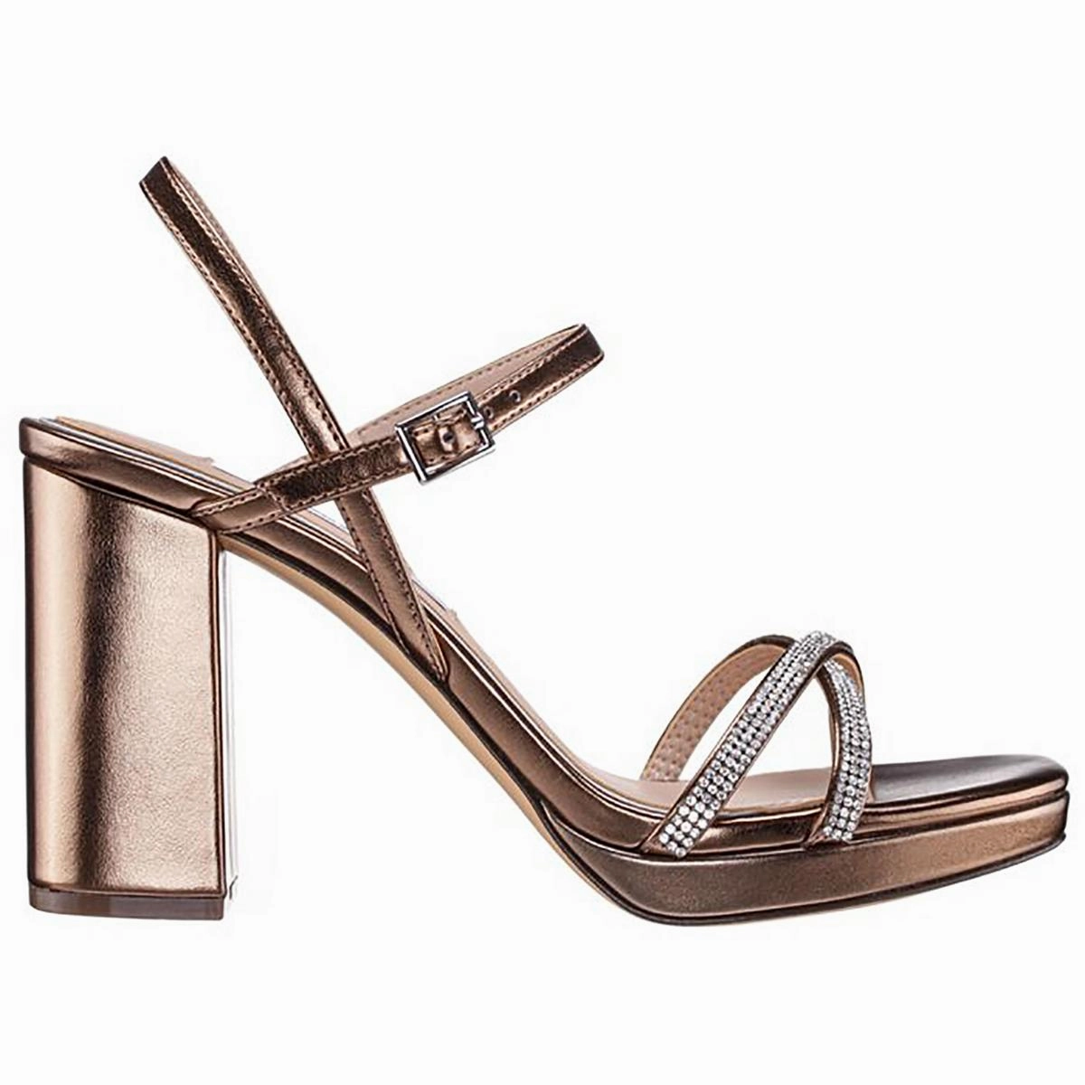 Steven Womens Leather Metallic Block Heel