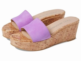 Stuart Weitzman Summer Wedge Sandals Women's US 9.5 Lilac Leather Slide KHD893